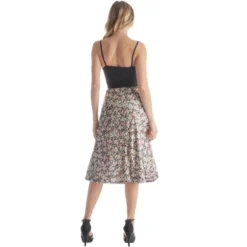Womens Floral Print Elastic Waist Knee Length Skirt