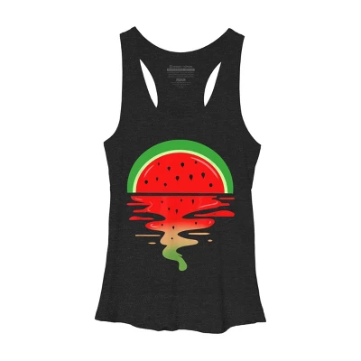 Women's Design By Humans Watermelon Vaporwave Sunset By MinShop Racerback Tank Top - Image 2