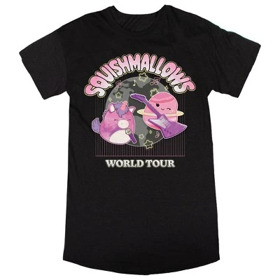 Squishmallows World Tour Crew Neck Short Sleeve Black Heather Women’s Night Shirt - Image 2