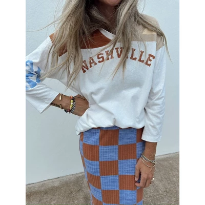 Women's Ascot + Hart Checkered Graphic Maxi Skirt - Image 5