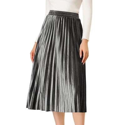 Allegra K Women's Accordion Swing Metallic Party Midi Pleated Skirt - Image 9