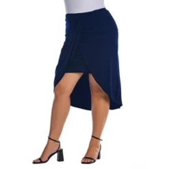 Womens Plus Size Solid Color Knee Length Tulip Skirt
