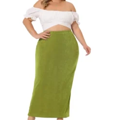 Agnes Orinda Women's Plus Size High Waist Stretch Elegant Bodycon Maxi Long Casual Pencil Skirt