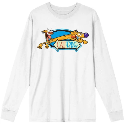 Nickelodeon CatDog Classic Logo Women's White Long Sleeve Shirt