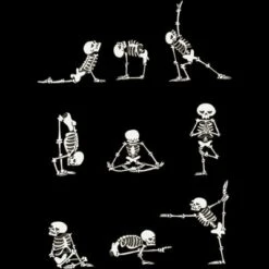 Junior's Design By Humans Skeleton Yoga By Huebucket T-Shirt