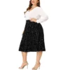Agnes Orinda Women's Plus Size Outfits Velvet A Line Knee Length Star Flare Skirt