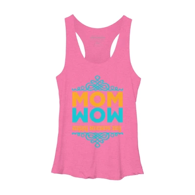 Women's Design By Humans Happy Mother's Day Mom Wow By Tmsarts Racerback Tank Top - Image 3