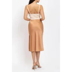 August Sky Women's Side Slit Satin Skirt