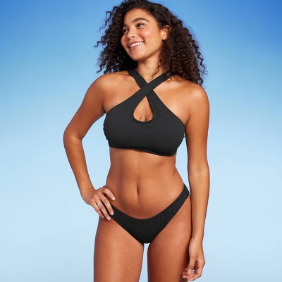 Women's Cross Front Pucker Textured Halter Bikini Top - Wild Fable⢠- Image 7