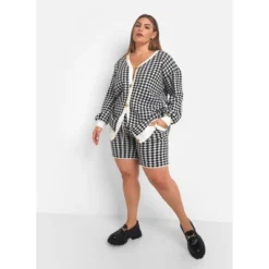 Rebdolls Women's Diahann Checkered Knit Shorts W. Pockets