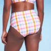 Women's Plaid Medium Coverage High Waist Bikini Bottom - Kona Sol™ Multi