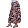 Womens Plus Size Black And Red Floral Maxi Skirt