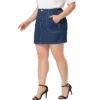 Agnes Orinda Women's Plus Size Denim Detachable Tie Button Front Mini Skirts With Pocket