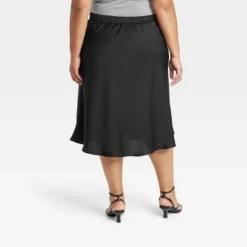 Women's Satin Midi A-Line Skirt - Ava & Viv™