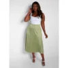 Women's Essential Satin Shift Skirt - Olive