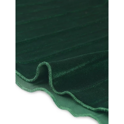 Allegra K Women's High Elastic Waist Velvet Pleated Swing Midi Skirt - Image 4