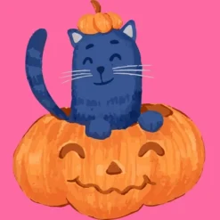 Women's Design By Humans Halloween Cat In A Pumpkin By Wubbadub Racerback Tank Top