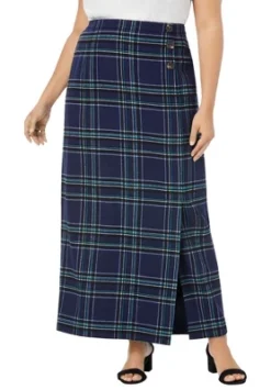 Jessica London Women’s Plus Size Side-Button Wool Skirt