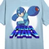 Mega Man Hero With Cannon Crew Neck Short Sleeve Light Blue Women's Night Shirt