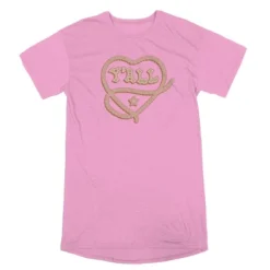 Bioworld Western Y'all Rope Heart Crew Neck Short Sleeve Pink Raglan Women's Night Shirt