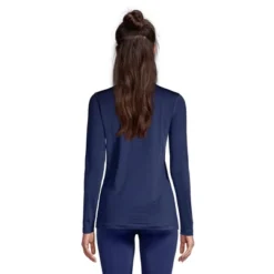 Lands' End Women's Thermaskin Heat Thermal Top Base Layer Long Underwear Crewneck Shirt