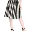 Allegra K Women's Stripes Button Front Elastic Back A-Line Midi Skirt