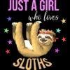 Junior's Design By Humans Just A Girl Who Loves Sloths By Stellaandgrace T-Shirt