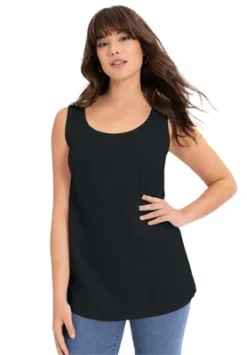 June + Vie By Roaman's Women’s Plus Size Scoopneck One + Only Tank Top