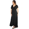 24seven Comfort Apparel Womens Plus Size Empire Waist V Neck Maxi Dress