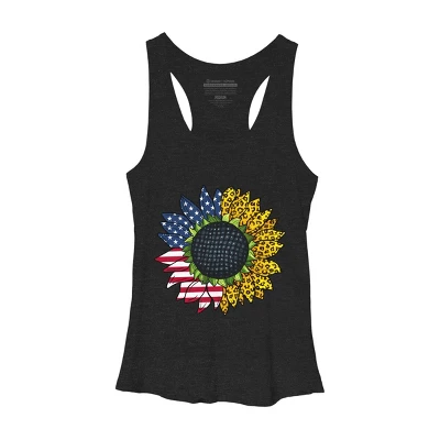 Women's Design By Humans July 4th American Sunflower Leopard By Mehmus Racerback Tank Top - Image 2