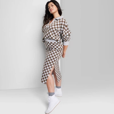 Women's Ascot + Hart Checkered Graphic Midi Skirt - Image 7