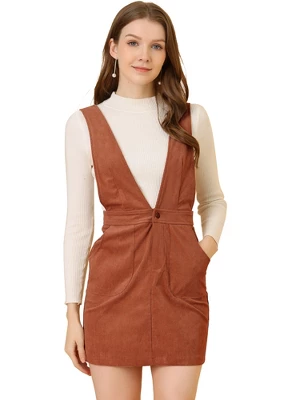 Allegra K Women's Corduroy Overall Pinafore Dress Strap Suspender Skirt - Image 8