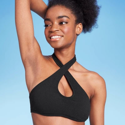 Women's Cross Front Pucker Textured Halter Bikini Top - Wild Fable⢠- Image 2