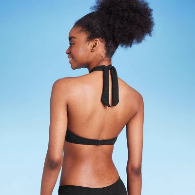 Women's Cross Front Pucker Textured Halter Bikini Top - Wild Fableā¢