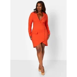 Rebdolls Women's Bandage Button Detail Mini Bodycon Dress