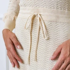 Hope & Henry Womens' Long Balloon Sleeve Scoop Neck Sweater Dress