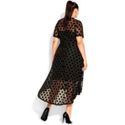 Women's Plus Size Spot Flock Dress - Black | CITY CHIC