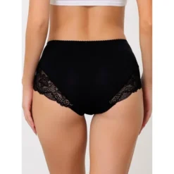 Agnes Orinda Women's Plus Size Mid-Rise Comfy Hipster Lace Trim Silky Briefs