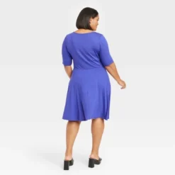 Women's Elbow Sleeve Flared Empire Waist Dress - Ava & Viv™