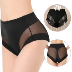 Agnes Orinda Women's Laser Cut Mesh Soft High Rise Brief Solid Stretchy Underwear