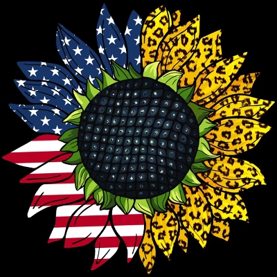 Women's Design By Humans July 4th American Sunflower Leopard By Mehmus Racerback Tank Top
