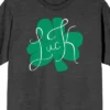 Bioworld St. Patrick's Day Luck Clover Crew Neck Short Sleeve Charcoal Heather Women's T-shirt
