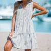 Women's Striped V-Neck Mini Dress - Cupshe