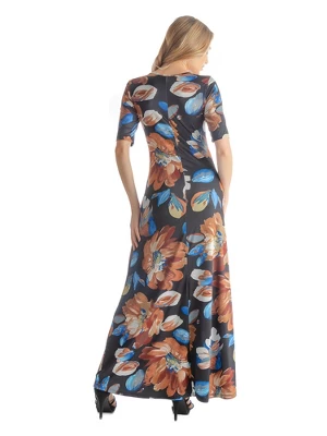 Womens Floral Pattern Elbow Length Relaxed Full Length Casual Dress - Image 2