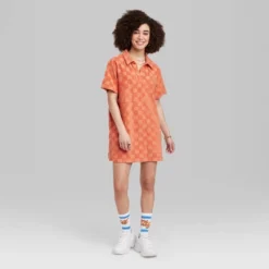 Women's Ascot + Hart Checked Short Sleeve Graphic Dress - Brown