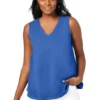 Jessica London Women’s Plus Size Stretch Cotton V-Neck Tank