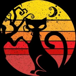 Women's Design By Humans Black Cat Halloween Costume Scary Vintage Cats By TaiHan Racerback Tank Top